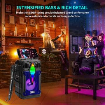 Portable Bluetooth Karaoke Speaker with RGB Multi-Color Lights