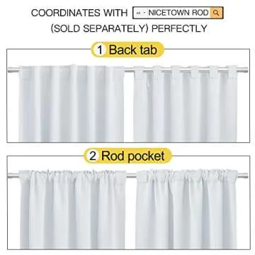 NICETOWN Living Room Curtain Panels - (Cloud Grey Color) W52 x L108, 2 PCs, Back Tab/Rod Pocket Room Darkening Window Treatment Draperies