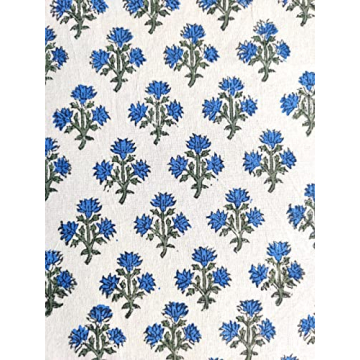 ATOSII Gulbahar Blue Hand Block Printed Tablecloth 60 x 90
