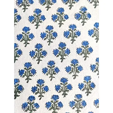 ATOSII Gulbahar Blue Hand Block Printed Tablecloth 60 x 90