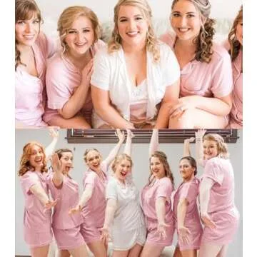 SWOMOG Womens Button Down Pajamas Set Short Sleeve Sleepwear Bride Soft Pj Lounge Sets XS-3XL Pink Piping Trim X-Small