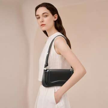 Hvjcez Shoulder Bag for Women Trendy Casual Crossbody Purses Mini Tote Handbags Clutch Waterproof Vegan Leather Hobo Bags Designer Purse with Adjustable Strap Black