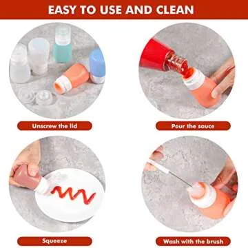 Webake 2oz Leak Proof Silicone Sauce Bottles Set 5 Pack