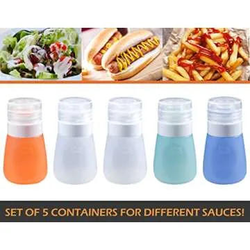 Webake 2oz Leak Proof Silicone Sauce Bottles Set 5 Pack