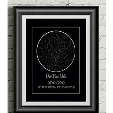First Date Night Sky Art Print - Custom Star Map - 8.5 x 11