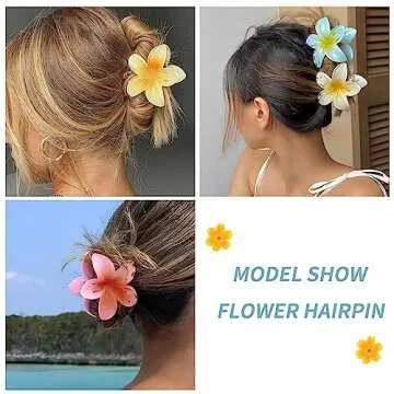 WACHLL Hair Clip, 6 Pack Large Flower Hair Claw Clips for Women, Thin Thick Curly Hair, 90's Strong ...