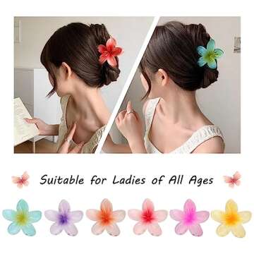 WACHLL Hair Clip, 6 Pack Large Flower Hair Claw Clips for Women, Thin Thick Curly Hair, 90's Strong Hold, Hair Accessories for Women, Ocean Wind, Acrylic, Tropical, Floral, US