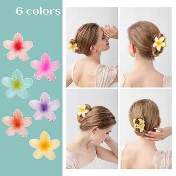 WACHLL Hair Clip, 6 Pack Large Flower Hair Claw Clips for Women, Thin Thick Curly Hair, 90's Strong Hold, Hair Accessories for Women, Ocean Wind, Acrylic, Tropical, Floral, US