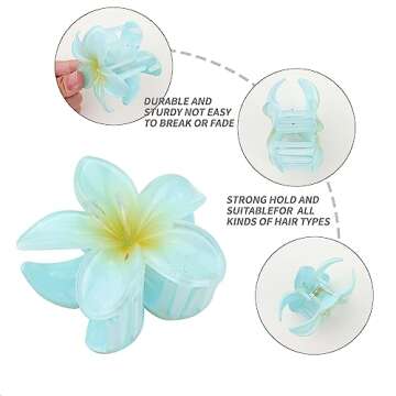 WACHLL Hair Clip, 6 Pack Large Flower Hair Claw Clips for Women, Thin Thick Curly Hair, 90's Strong Hold, Hair Accessories for Women, Ocean Wind, Acrylic, Tropical, Floral, US