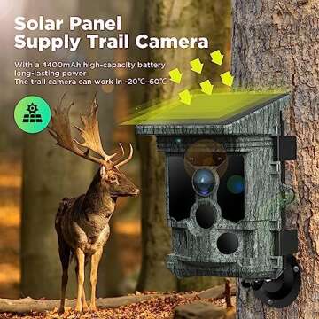VOOPEAK Trail Camera Solar Powered 46MP 4K 30FPS, WiFi Bluetooth Game Camera with 120°Wide-Angle Mo...