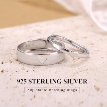 Matching Sterling Silver Couples Rings - Heart Promise