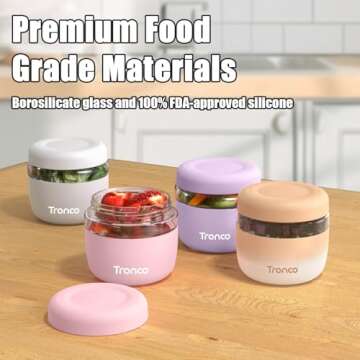 Tronco 24 oz Glass Lunch Bowl Container, Eco-Friendly & Leak-Proof