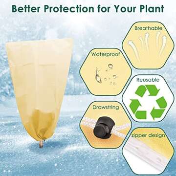 PACETAP 2 Pack 79"×95" Large Plant Covers Freeze Protection, Frost Tree Covers for Cold Weather,Winter Shrub Cover with Drawstring,Frost Cloth for Outdoor Shrub and Fruit Trees (Zipper & Drawstring)