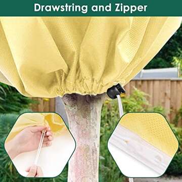 PACETAP 2 Pack 79"×95" Large Plant Covers Freeze Protection, Frost Tree Covers for Cold Weather,Winter Shrub Cover with Drawstring,Frost Cloth for Outdoor Shrub and Fruit Trees (Zipper & Drawstring)