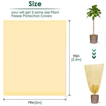 PACETAP 2 Pack 79"×95" Large Plant Covers Freeze Protection, Frost Tree Covers for Cold Weather,Winter Shrub Cover with Drawstring,Frost Cloth for Outdoor Shrub and Fruit Trees (Zipper & Drawstring)