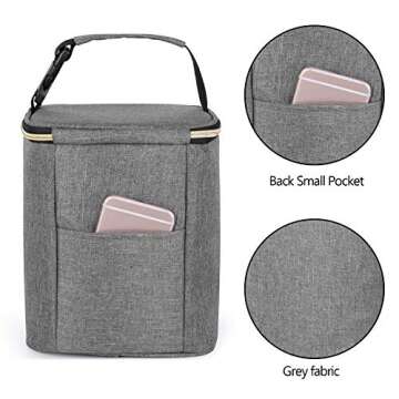 Teamoy Breastmilk Cooler Bag with Ice Pack, Baby Bottles Bag for up to 4 Large 9 Ounce Bottles and Ice Pack, Perfect for Working Mom Mother, Gray