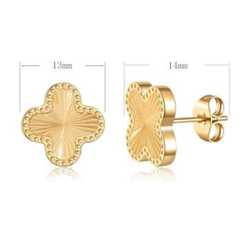 AIPPK 18K Gold Plated Clover Earrings for Women Gold Van Cleef Stud Earrings Four Leaf Lucky Dangle ...