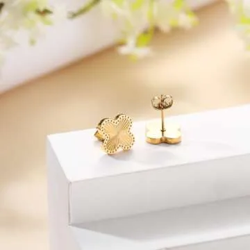 AIPPK 18K Gold Plated Clover Earrings for Women Gold Van Cleef Stud Earrings Four Leaf Lucky Dangle Earrings Jewelry Gifts