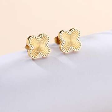 AIPPK 18K Gold Plated Clover Earrings for Women Gold Van Cleef Stud Earrings Four Leaf Lucky Dangle Earrings Jewelry Gifts