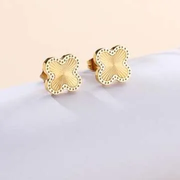 AIPPK 18K Gold Plated Clover Earrings for Women Gold Van Cleef Stud Earrings Four Leaf Lucky Dangle Earrings Jewelry Gifts