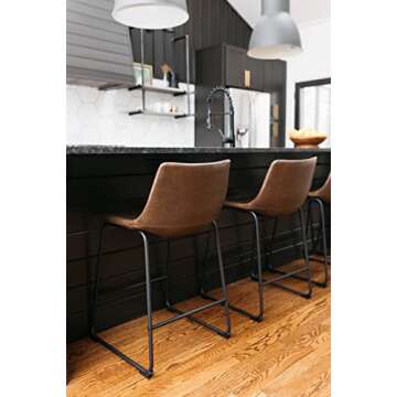 Signature Design by Ashley Centiar 24" Counter Height Modern Bucket Barstool 2 Count, Brown