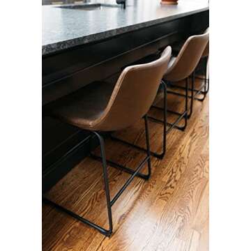 Signature Design by Ashley Centiar 24" Counter Height Modern Bucket Barstool 2 Count, Brown