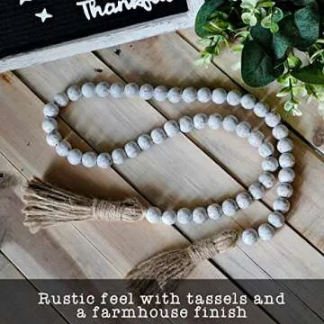 Farmhouse Wood Bead Garland for Rustic Decor