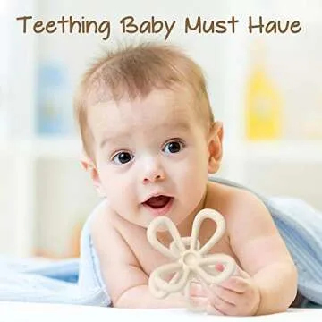 Haakaa Silicone Flower Teether for Babies - Food Grade Silicone Teething Toy - Teether Clip Prevent Losing