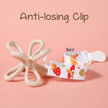 Haakaa Silicone Flower Teether for Babies - Food Grade Silicone Teething Toy - Teether Clip Prevent Losing