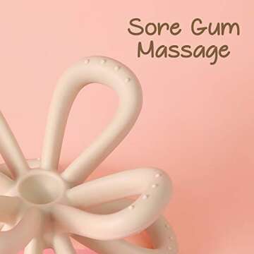 Haakaa Silicone Flower Teether for Babies - Food Grade Silicone Teething Toy - Teether Clip Prevent Losing