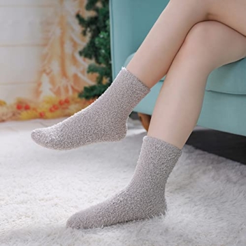 LINEMIN Cozy Fuzzy Socks for Women - 5 Pairs Mix Color