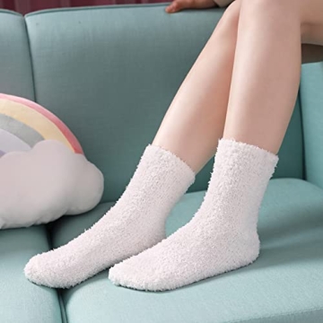 LINEMIN Cozy Fuzzy Socks for Women - 5 Pairs Mix Color