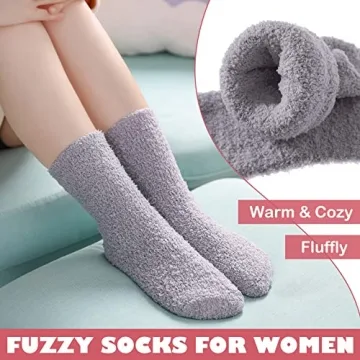 LINEMIN Cozy Fuzzy Socks for Women - 5 Pairs Mix Color