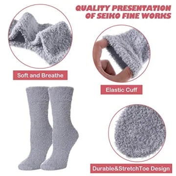 LINEMIN Cozy Fuzzy Socks for Women - 5 Pairs Mix Color