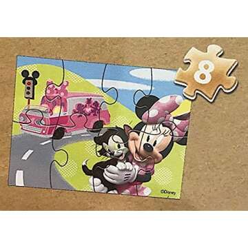 Disney Minnie Mouse 5 Wood Jigsaw Puzzles in Wood Storage Box