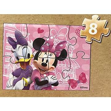 Disney Minnie Mouse 5 Wood Jigsaw Puzzles in Wood Storage Box