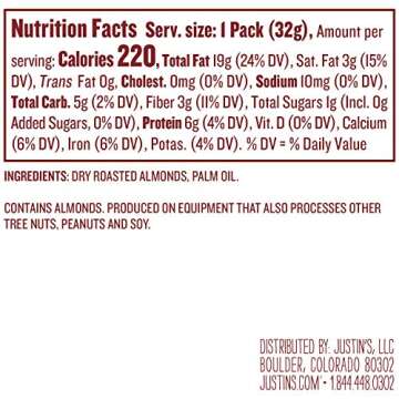Classic Almond Butter Squeeze Packs by Justin's, Only Two Ingredients, Gluten-free, Non-GMO, Vegan, Sustainably Sourced, 3 Packs of 10 (1.15oz each)