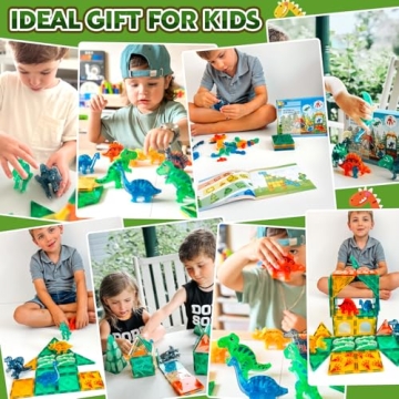 Dinosaur Magnetic Tiles for Kids - 3D Movable Educational Fun