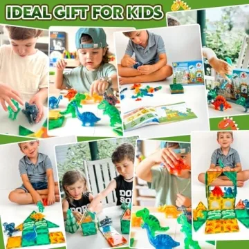 Dinosaur Magnetic Tiles for Kids - 3D Movable Educational Fun