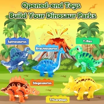 Dinosaur Magnetic Tiles for Kids - 3D Movable Educational Fun