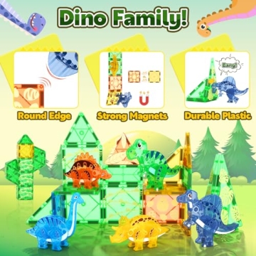 Dinosaur Magnetic Tiles for Kids - 3D Movable Educational Fun