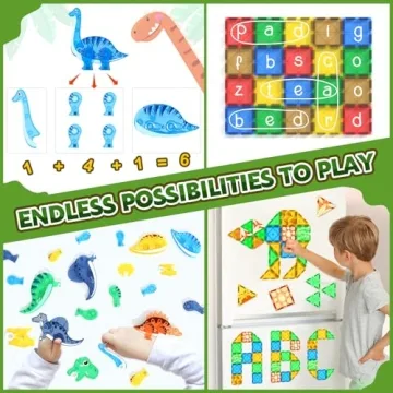 Dinosaur Magnetic Tiles for Kids - 3D Movable Educational Fun