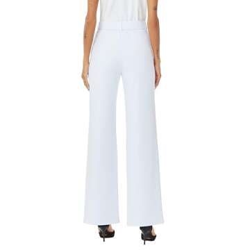 iChosy Women's High Waist Wide Straight Leg Trousers - Casual Slacks Dress Pants with Pockets in Whi...