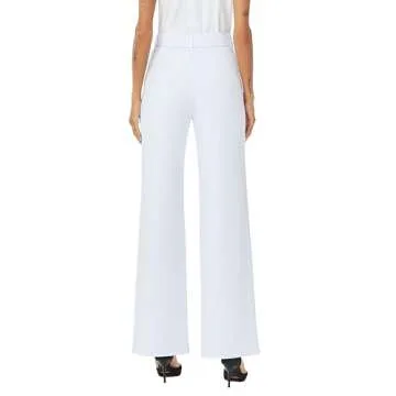 iChosy Women's High Waist Wide Straight Leg Trousers - Casual Slacks Dress Pants with Pockets in Whi...