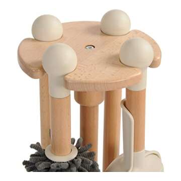 Kaplan Early Learning Modern Pretend Play Cleaning Set with Stand - Montessori Kids Cleaning Tools with Realistic Broom, Mop, duster, Handheld Broom & Dustpan with Storage Stand - Perfect for Dramatic