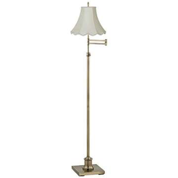 360 Lighting Westbury Traditional Swing Arm Floor Lamp Adjustable Height 70" Tall Antique Brass Impe...