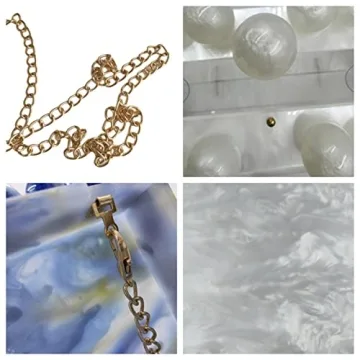 Women's Marble Acrylic Evening Clutch Shoulder Bag for Weddings