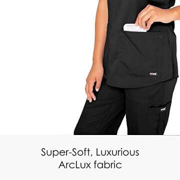 Grey's Anatomy Women's Two Pocket V-Neck Scrub Top with Shirring Back, Black, Medium
