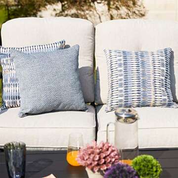 PatioFestival 4 Pices Patio Furniture Conversation Set,Metal Outdoor Furniture Set w/All Weather Cushioned Loveseat,Poolside Lawn Chairs,Coffee Table