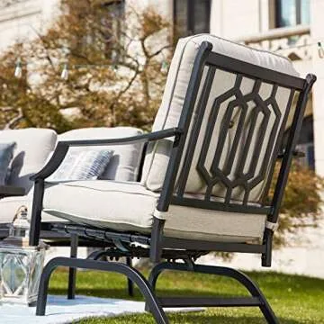 PatioFestival 4 Pices Patio Furniture Conversation Set,Metal Outdoor Furniture Set w/All Weather Cushioned Loveseat,Poolside Lawn Chairs,Coffee Table